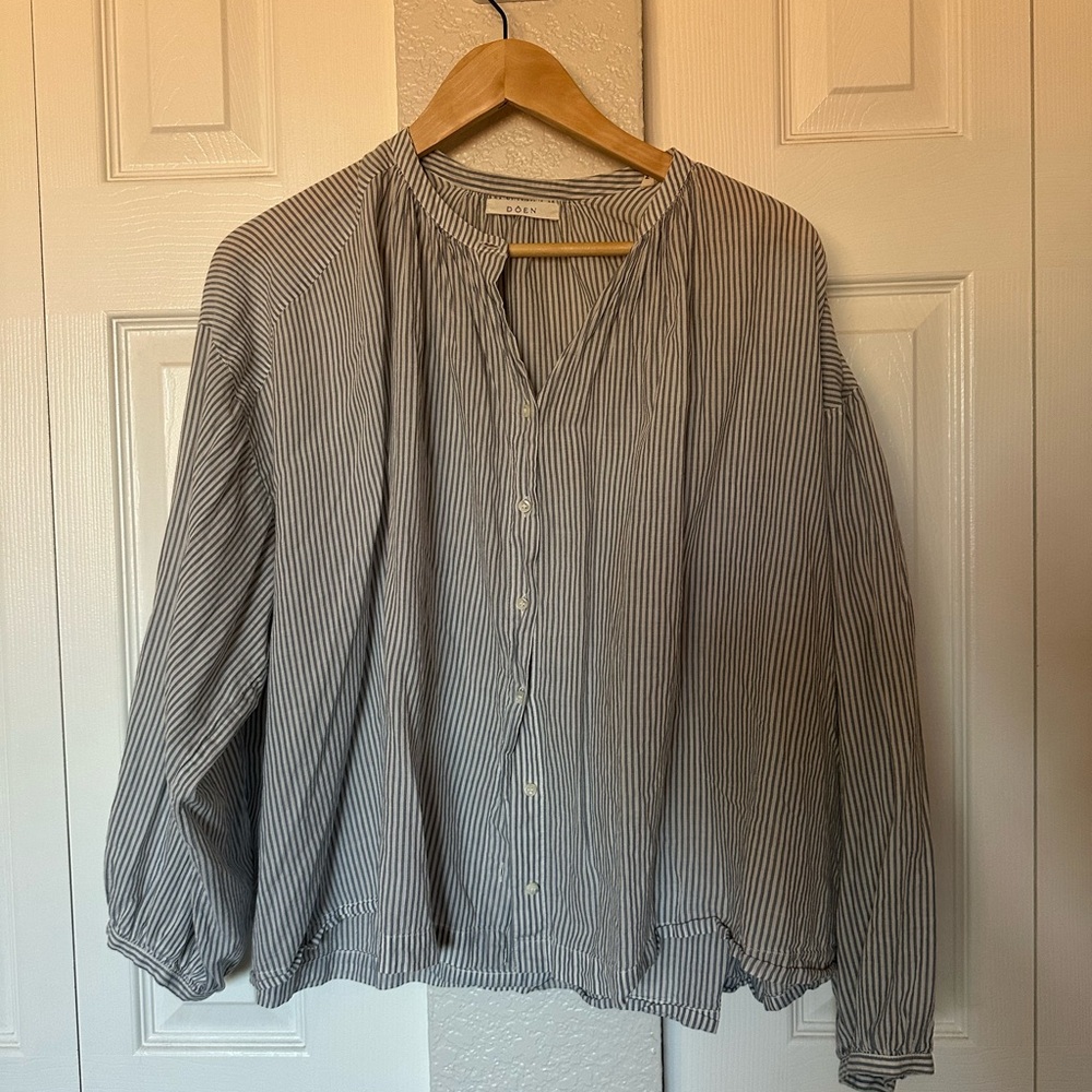 Doen Jane Striped Button-Front Blouse - Picture 3 of 7